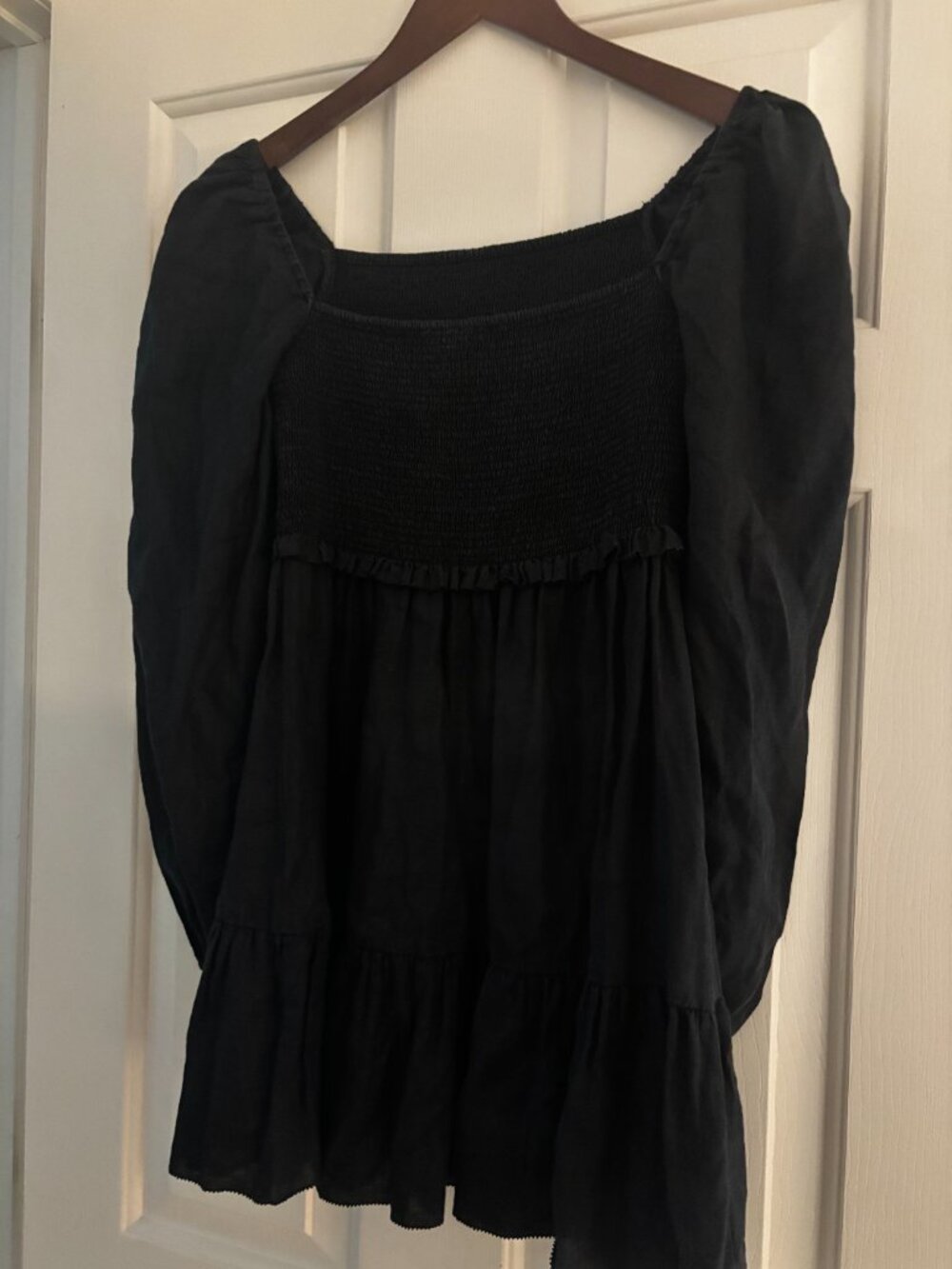 Quince Linen Smocked Mini Dress, Size M.